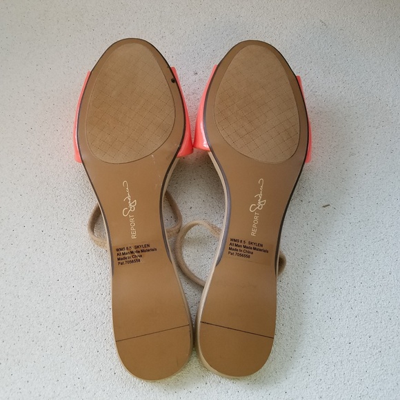 REPORT SIGNATURE Shiny Coral and Tan Strap Sandals - Picture 7 of 7